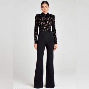 Nadine Merabi Eleanor Black Wide-Leg Jumpsuit